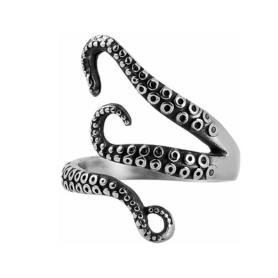Trendy Cthulhu Octopus Three Tentacles Ring