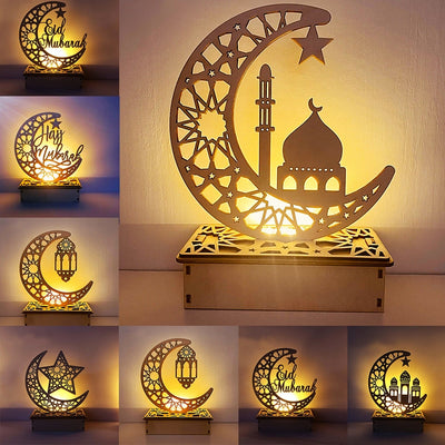 Ramadan Decoration Festival Wooden Moon Star Lights Deco Bedroom Decoration Ramadan 2023 Ramadan Party Lighting Decorative Lamps