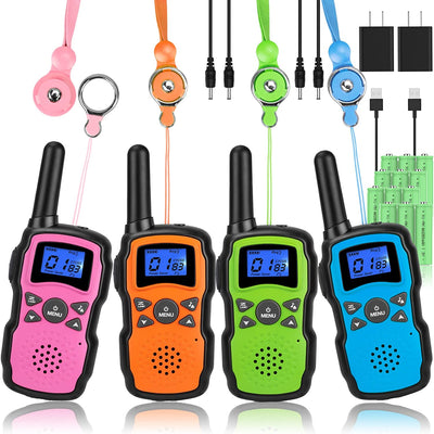 Walkie Talkies for Adults, Walky Talky for Kids 2 Pack Rechargeable Long Range with 2 USB Chargers 12000mAh Battery Flashlight Lanyards, Toys Xmas Birthday Gift Children Boys Girls Family