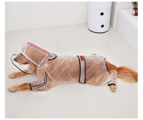 Pet Dog Raincoat Puppy Four Feet Hooded Waterproof Anti Rain Clothes Large