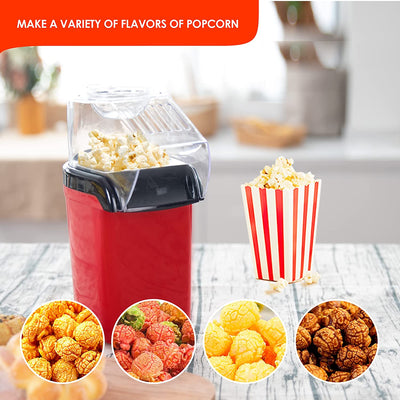 Popcorn Maker Machine Hot Air Popcorn Popper with Measuring Cup & Popcorn Bag, 2 Minutes Fast, No Oil Healthy Snacks for Kids Adults